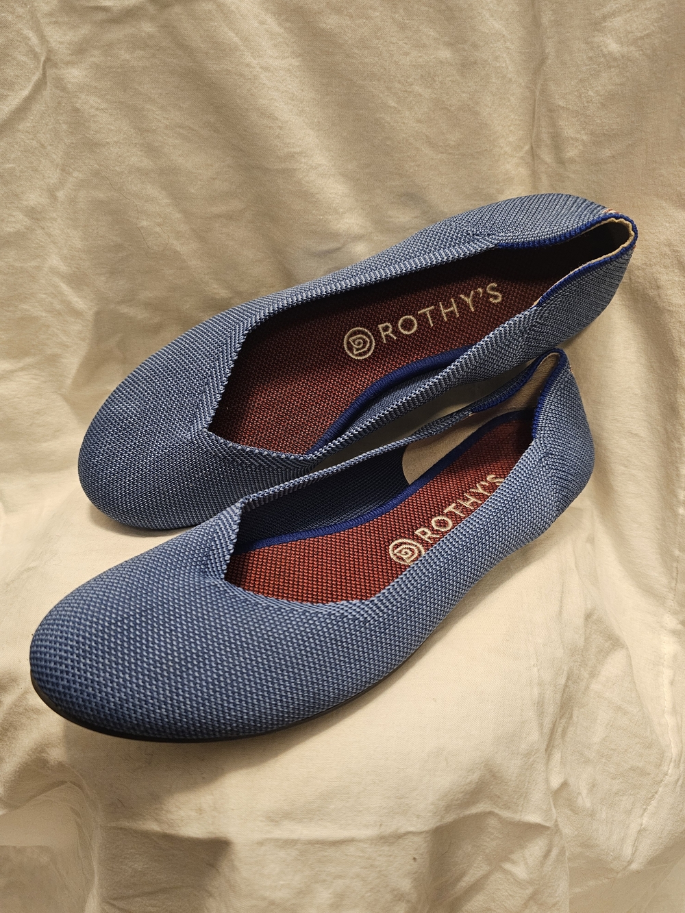 Rothy's Women's Blue Mini Striped Knit Ballet Flats